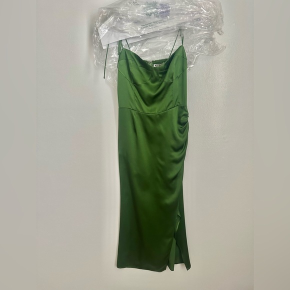 reformation marguerite silk midi dress in palm green | size 10 - Picture 3 of 9